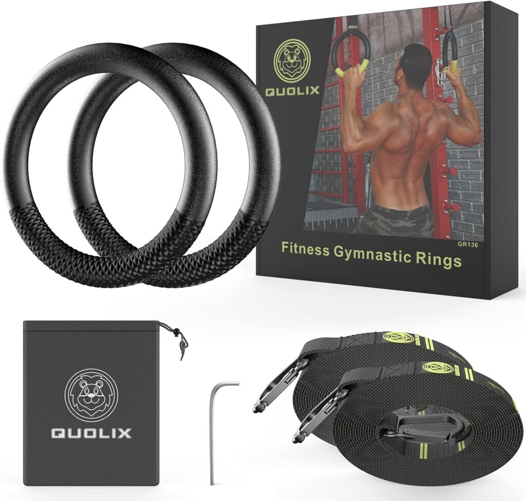 Gymnastic Rings with Adjustable Straps, Non-Slip Pull Up Rings with Straps, 1300lbs Exercise Rings with Straps for Home, Gymnastics Rings for Home Gym, Workout, Exercise, Training, Calisthenic