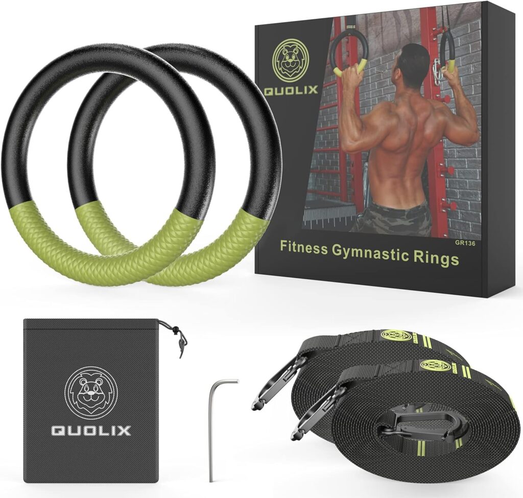 Gymnastic Rings with Adjustable Straps, Non-Slip Pull Up Rings with Straps, 1300lbs Exercise Rings with Straps for Home, Gymnastics Rings for Home Gym, Workout, Exercise, Training, Calisthenic