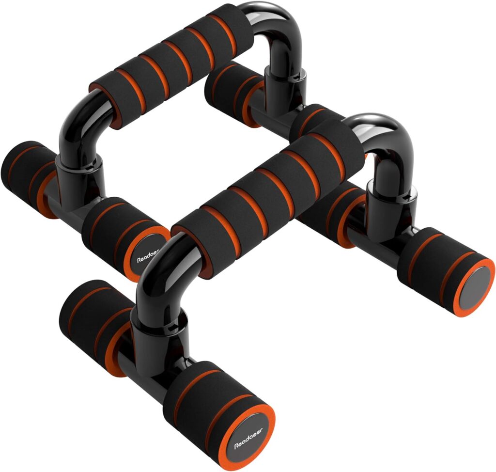 Readaeer Push Up Bars Gym Exercise Equipment Fitness 1 Pair Pushup Handles with Cushioned Foam Grip and Non-Slip Sturdy Structure Push Up Bars for Men Women