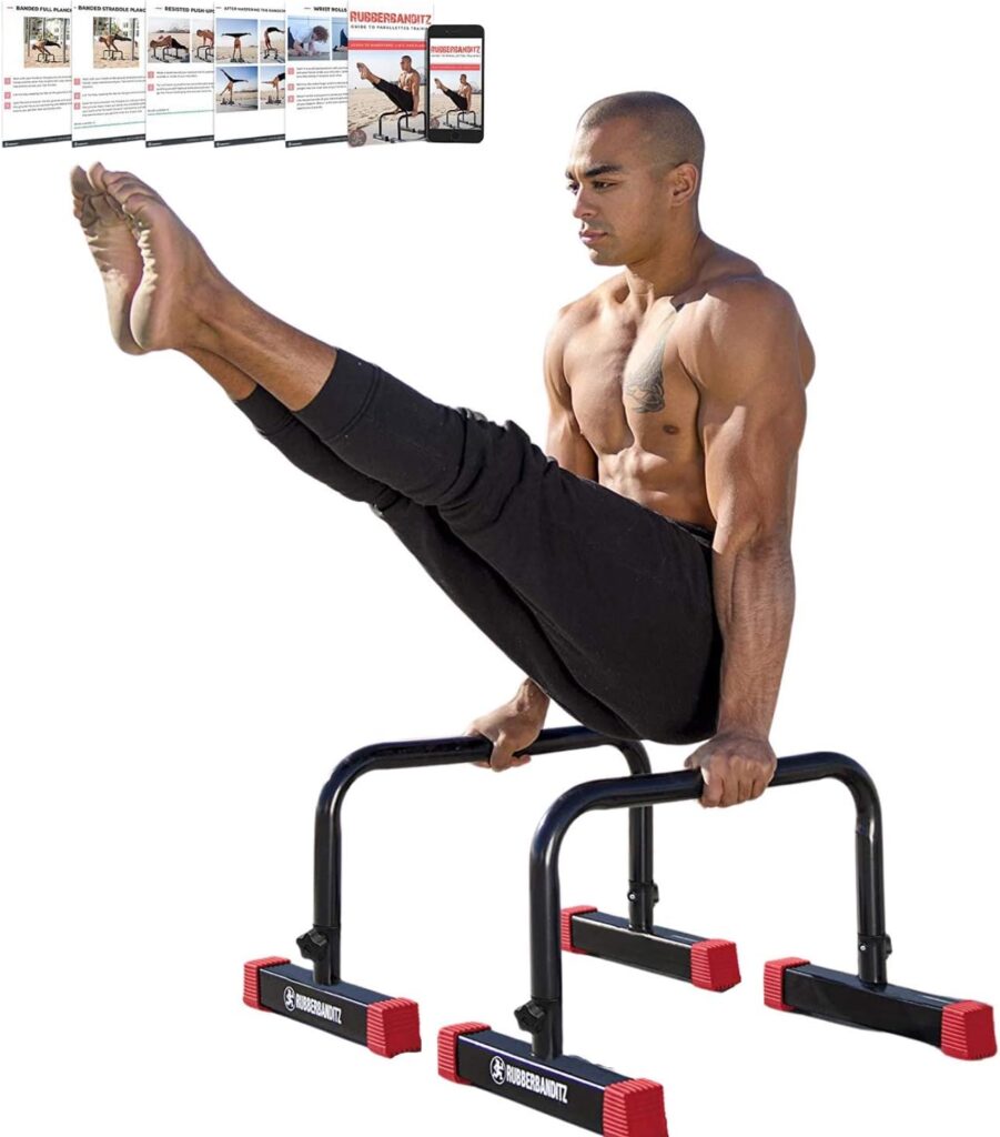 RubberBanditz Parallettes Push Up  Dip Bars | Heavy Duty, Non-Slip Parallette Stand for CrossFit, Gymnastics,  Bodyweight Training Workouts