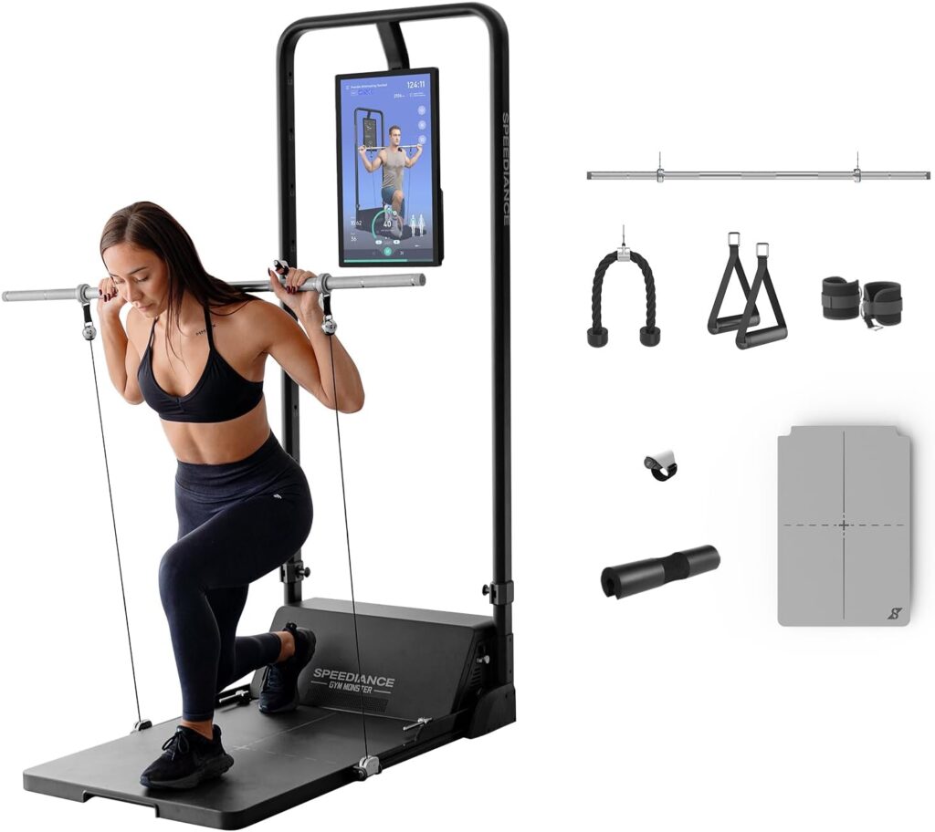 Smart Home Gym System, Multifunctional Smith Machine Home Gym Power Cage, Portable Cable Machine for Home Workout, Full Body Strength Training Fitness Exercise Machine