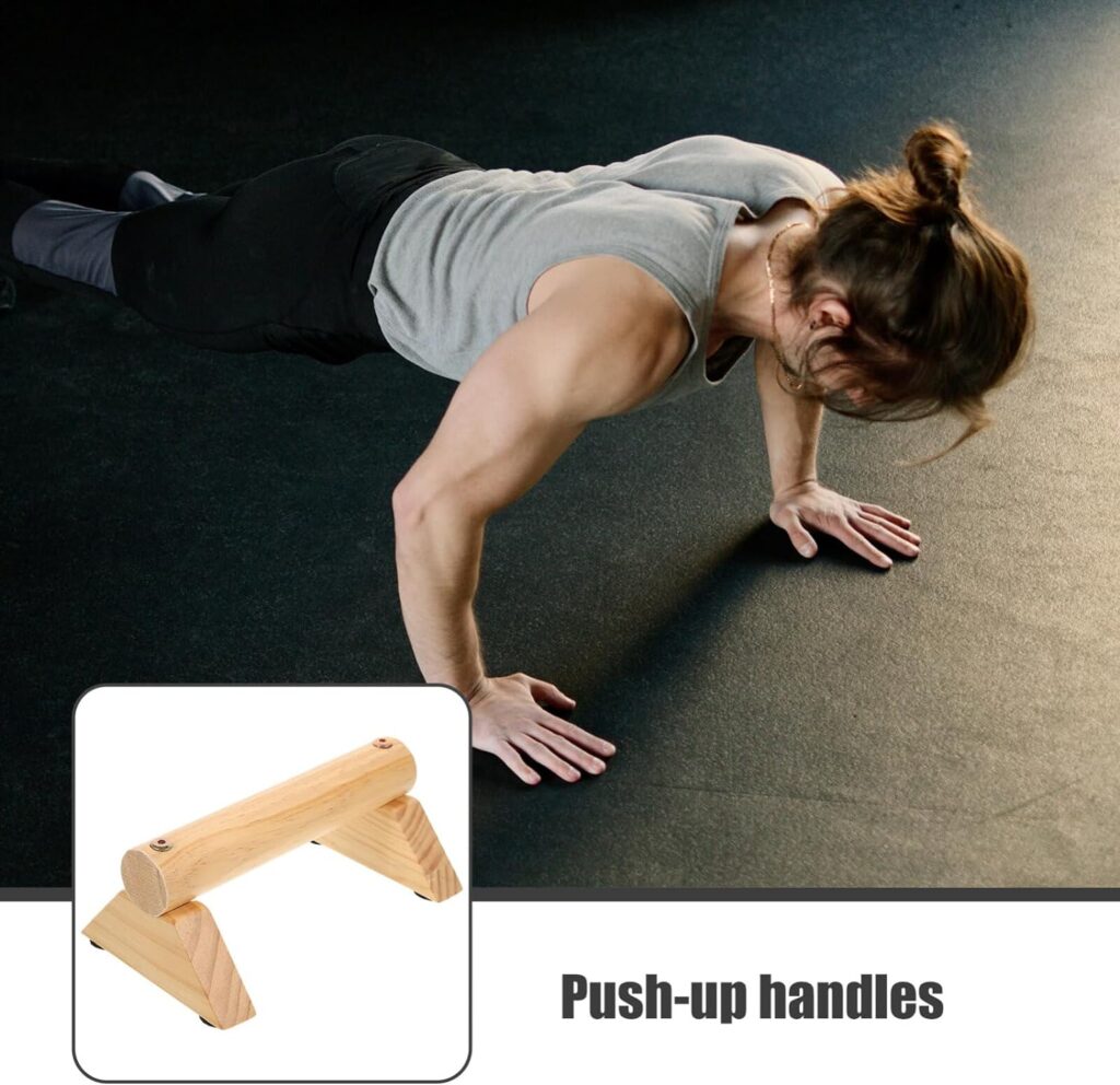 Wooden Push up Bars Pushup Handles with Nonslip Mat Handstand Parallel Bars Calisthenics Equipment for Floor Exercise Home Workout