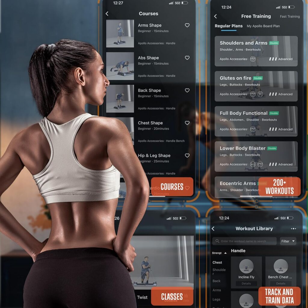 SQUATZ Apollo Board Mini: 150lb Resistance Smart Home Gym Cable Machine | Functional Trainer for Full Body Workouts | Digital Home Gym Equipment with Free App (Orange)